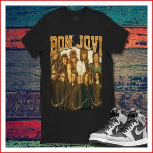 Bon Jovi Band Vintage Potrait Poster Rock Music Unisex Gift T-Shirt Shirt Gift F